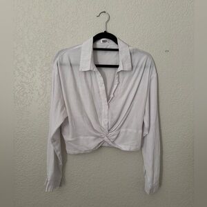 Zeagoo Classic White Twist Front Blouse